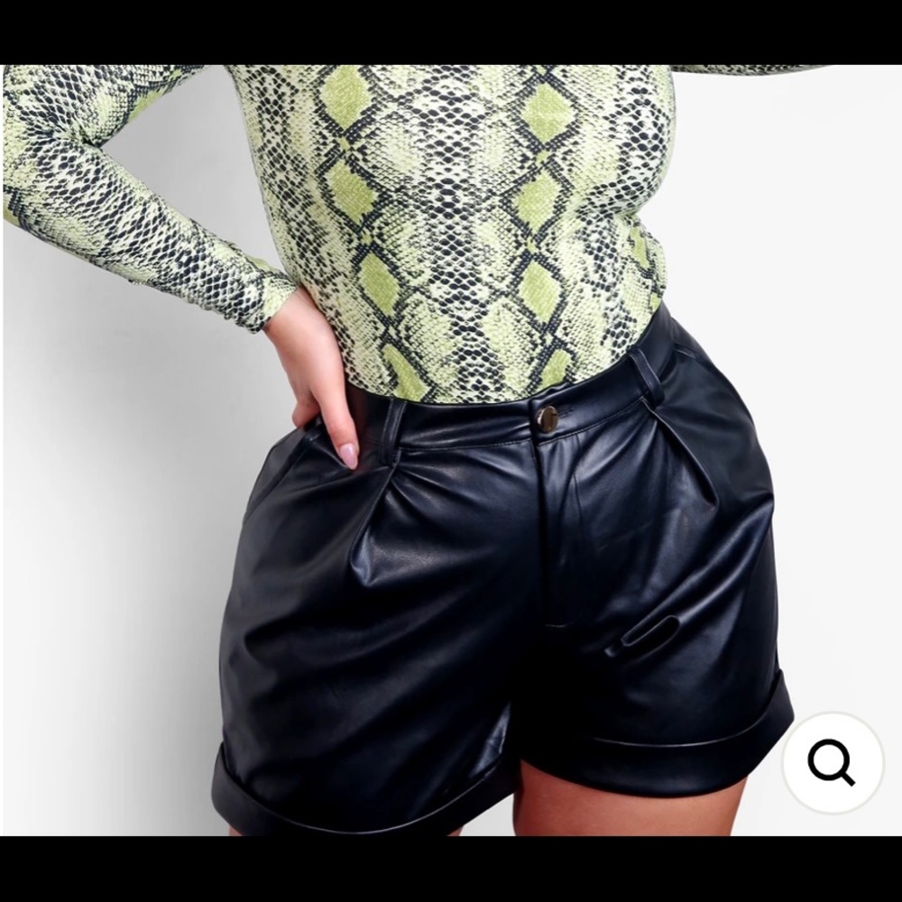 Black leather shorts